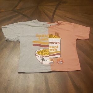 Kids' Instant Lunch Graphic Tee - Gray and Pink Girls Size 7/8 Ramen Noodles